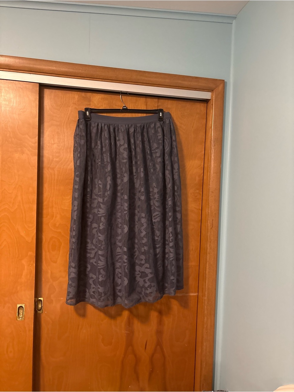 Lane Bryant Dark Navy Floral Midi Skirt